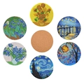 DIY Diamant Malerei Auto Untersetzer mit Van Gogh Motiven und rutschfestem Korkboden - CZD-049 Van Gogh Kunst / 2 Stück/Set