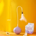 Electric onion shape tumbler cat toy with purple finish and white feathers - Taro Purple