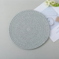Set de table rond tissé main en coton gris et blanc pour décoration de table - Motif Vert
