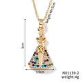 Detailoverzicht van de gouden evil eye ketting met gekleurde zirkoon en afmetingen - Goud met Gekleurde Strass (N01139-2)