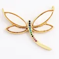 Gold dragonfly charm with white inlay wings and multicolored gemstone body detail - M778407-Mother of Pearl Dragonfly
