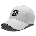 White baseball cap with yyds embroidery and black and white checkerboard brim detail - Adjustable / White (YYDS)