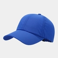 Detail view of royal blue quick-dry baseball cap with laser-cut ventilation holes - Adjustable / Royal Blue