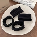 Set of four black wide pleated elastic hair ties made of soft high-stretch fabric - 4# Black 4 Pcs Set