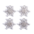 Detailed view of silver snowflake pendants with faux pearls and sparkling rhinestones - Silver Multi-Pearl Snowflake (Pack of 4)