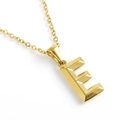 18K gold plated stainless steel necklace featuring a 3D letter E pendant for women - Letter E / Gold