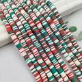Perles en argile polymère de 4mm 6mm rouge blanc vert pour création de bijoux de Noël - Style de Noël