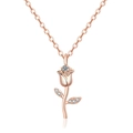 Collana con ciondolo a fiore vintage in oro rosa con zirconi e catena a O sottile - Oro rosa