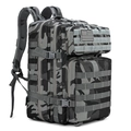 Tactical Oxford cloth backpack with grey camouflage pattern and MOLLE system - 45L / Marine Camouflage