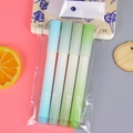 Set of 4 soft gradient green highlighters with dual tips in a hanging plastic pouch - Bagged Mung Bean Smoothie (4 Pcs)