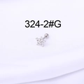 Silver 16G stainless steel star cartilage stud with clear pavé zircon stones - Pentagram Style(HSPJ324-2#)
