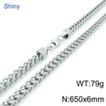 Chaîne Franco 6mm en acier inoxydable pour homme avec fermoir mousqueton, 650mm - Largeur 6mm / Argent