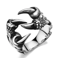 Adjustable gothic dragon claw ring with textured scales and black vintage finish - Style 3