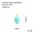 Detail of 18K gold-plated copper pear pendant with turquoise gemstone and size dimensions - Turquoise-Medium Teardrop Pendant