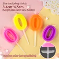Pink and yellow number 0 birthday candle with protective base and colorful party decor - New Colorful Number 0 / Multicolor Random