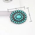 Detail view of Bohemian belt buckle showing turquoise inlay and 9cm x 7.2cm dimensions - Retro Bronze Buckle (Oval Style E)
