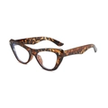 Monture de lunettes œil de chat rétro avec motif écaille de léopard et rivets argentés - Cadre Écaille