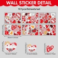 Valentine's Day heart wall decal set with 161 watercolor window stickers in 6 sheets - 161Pcs Colorful Festive Hearts (UV24Y12936S_T)