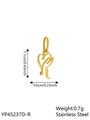 Golden stainless steel heart-shaped letter R pendant with precise size measurements - Geometric Heart-R