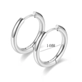 Polished silver stainless steel 14mm hoop earrings for a minimalist aesthetic look - 14mm / Silver
