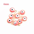 6mm rosa Emaille-Anhänger Böser Blick in Goldoptik für DIY-Halsketten und Ohrringe - 6mm / Rosa