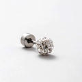 Zilveren titanium stalen oorknopje met een 3-6mm witte kristallen pavee bal - 3mm Zirconia Bal (Platte Achterkant) / Wit (Enkel Stuk)