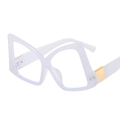 Oversized butterfly frame eyeglasses in transparent white with gold metal accents - White Frame Transparent Lens
