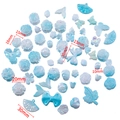Assorted light blue pearlescent acrylic butterfly and flower DIY beads and charms - Approx. 100g/Pack / Mabe Iridescent Blue