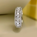 Vintage stackable wide band ring with marquise-cut marquise stones in silver finish - US 6 / White Gold