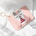 Mini portamonete a forma di gufo rosa in finta pelle con portachiavi dorato - Rosa