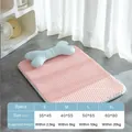 Pink cooling pet mat with blue bone pillow and size chart for dogs and cats - L (50*65cm) / Bone Style