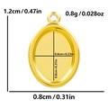 18k gold plated 304 stainless steel oval pendant base with specific size measurements - Gold