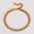 Cadena cubana de 8mm bañada en oro de 18K con cierre de langosta y cadena de extensión - 8mm de Ancho 23,5+5cm de Largo / Dorado