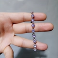 Elegant purple heart-shaped AAA zircon bracelet with silver-tone prong setting - Violet Zirconia - Approx 17.5cm