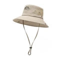 Chapeau de soleil extérieur beige avec maille respirante et mentonnière réglable - Taille unique / Beige Foncé