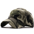 Gorra de béisbol de camuflaje con bordado ARMY verde y parche de estrella frontal - Ajustable / Camouflage