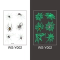 Glow in the dark spider and cobweb temporary tattoos for Halloween, model WS-Y002 - Spider Web Style (WS-Y002)