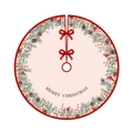 Christmas tree skirt with Merry Christmas text, pine needles and red berries design - 90CM Tree Skirt Cream Berry Pine Needle