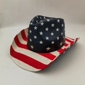 Detail of western cowboy hat with American flag stars and metallic star rivets on leather band - 56-58cm / Flag Style 4