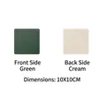 Double-sided leather placemat sample in dark green and cream white with litchi texture - Green + Off-white (Coaster 10cm)