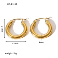 Minimalistische hohle Creolen mit 18 Karat Vergoldung in 24 mm mittlerer Größe - Dicker Glatter Creolen-Stil (HF-E3183)