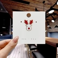 Cute Christmas reindeer enamel brooch with white oil finish and red antlers - 136*White Christmas Reindeer Pin