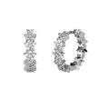 Luxury geometric S925 silver needle star hoop earrings with sparkling zircon stones - Silver Pave Star Hoop