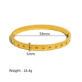 Detailed view of gold octagram bracelet showing 59mm diameter and 5mm width measurements - Starburst Engraved Flower Style (HF-B5116-G)