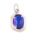 Silver copper oval pendant with blue-purple micro-pave zircon and four-prong setting - L229115-Blue White Gold