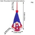 Patriotic July 4th gnome ornament with red white blue stripes and LED glowing feature - Independence Day Luminous Gnome Pendant Blue Hat (C3-26) / 23x9x6cm