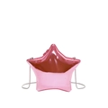 Metallic pink star shaped acrylic evening bag with silver chain strap on white background - Pink