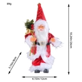 Père Noël debout 26cm avec manteau rouge et sac de cadeaux doré décoratif - Bonnet Imprimé Rouge