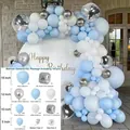 Blue silver and white balloon arch kit with 141 pieces for birthday party decoration - Blue Set 04
