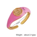 Anillo de cobre esmaltado rosa con cristales blancos y detalles en acabado dorado - Rosa - Engaste en Racimo